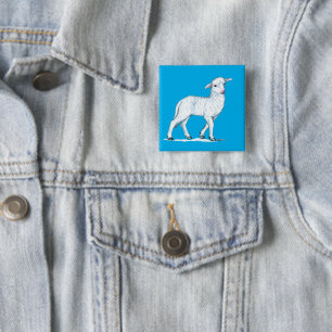 Badge Carré 5 Cm Petit White Lamb