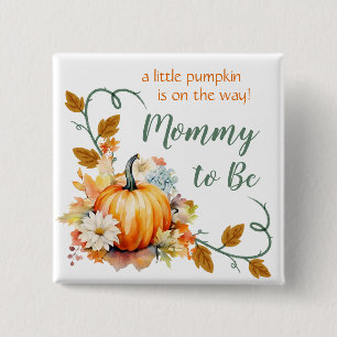 Badge Carré 5 Cm Petite broche de Baby shower Citrouille - Titres p