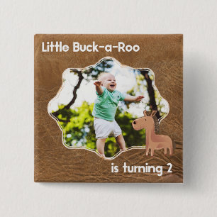 Badge Carré 5 Cm Petite Buckaroo Deuxième photo d'anniversaire