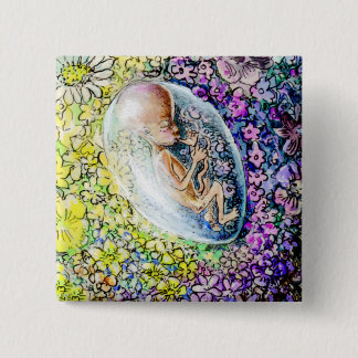 Badge Carré 5 Cm Petite Fleur - détail