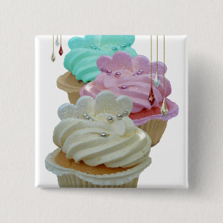 Badge Carré 5 Cm Petits gâteaux avec Bling !