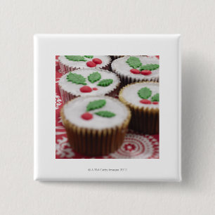 Badge Carré 5 Cm Petits gâteaux de Noël
