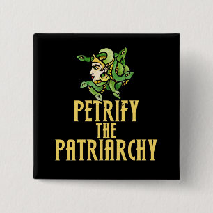 Badge Carré 5 Cm Petrifier le patriarcat féministe Medusa