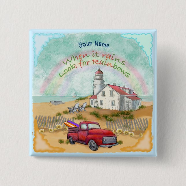 Badge Carré 5 Cm Phare de Beach Truck (Devant)