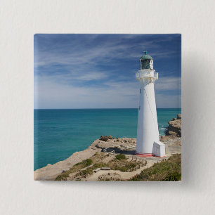 Badge Carré 5 Cm Phare de Castle Point, Castlepoint, Wairarapa,