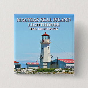 Badge Carré 5 Cm Phare de Machias Seal Island (Nouveau-Brunswick)