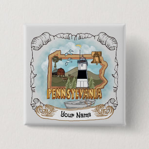 Badge Carré 5 Cm Phare de Pennsylvanie