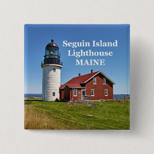 Badge Carré 5 Cm Phare de Seguin Island, Maine Button