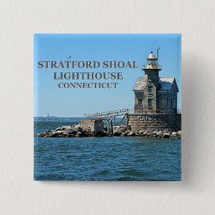 Badge Carré 5 Cm Phare de Stratford Shoal, Connecticut