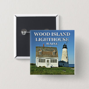 Badge Carré 5 Cm Phare de Wood Island, Maine Button