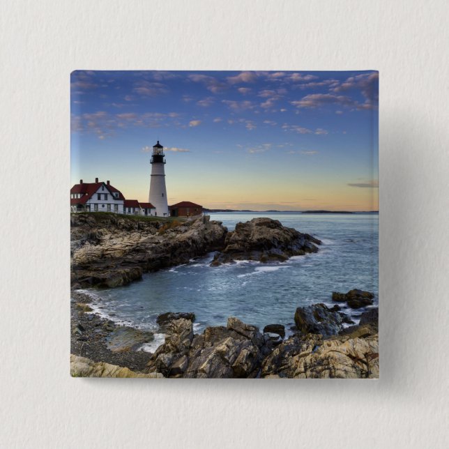 Badge Carré 5 Cm Phare principal de Portland (Devant)