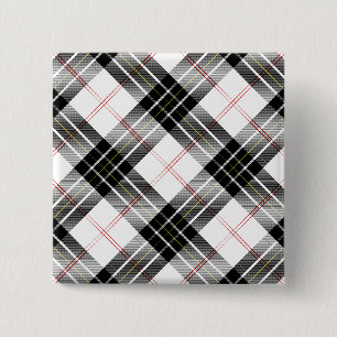 Badge Carré 5 Cm Pherson tartan noir blanc plaid