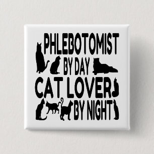 Badge Carré 5 Cm Phlebotomiste Amoureux des chats