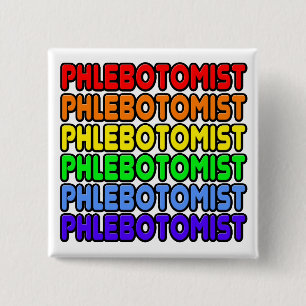 Badge Carré 5 Cm Phlebotomiste arc-en-ciel