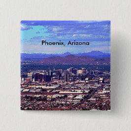Badge Carré 5 Cm Phoenix Arizona Skyline en journée