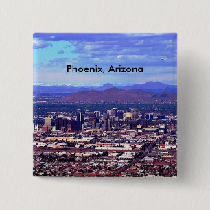 Badge Carré 5 Cm Phoenix Arizona Skyline en journée