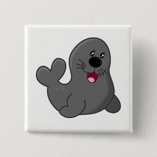 Badge Carré 5 Cm Phoque
