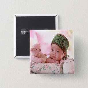 Badge Carré 5 Cm Photo bébé nouveau-né