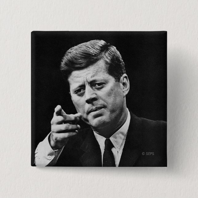 Badge Carré 5 Cm Photo de John F. Kennedy 3 (Devant)