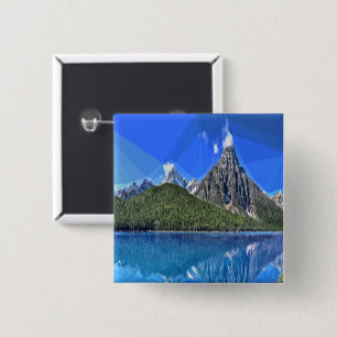 Badge Carré 5 Cm Photo de montagne canadienne