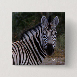Badge Carré 5 Cm Photo Double Regard Zèbre