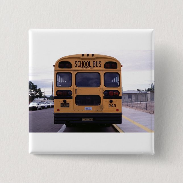 Badge Carré 5 Cm Photo du bus scolaire (Devant)