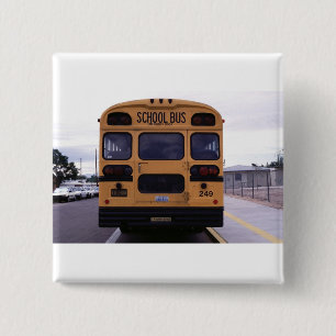 Badge Carré 5 Cm Photo du bus scolaire
