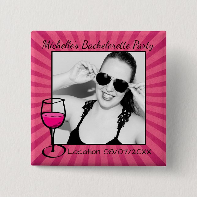 Badge Carré 5 Cm Photo encadrée par Bachelorette personnalisée (Devant)