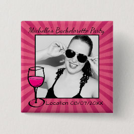 Badge Carré 5 Cm Photo encadrée par Bachelorette personnalisée