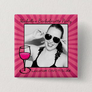 Badge Carré 5 Cm Photo encadrée par Bachelorette personnalisée