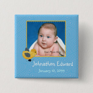 Badge Carré 5 Cm Photo Naissance Annouement mignon bébé poussin