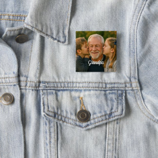 Badge Carré 5 Cm photo personnalisé de grand-papa