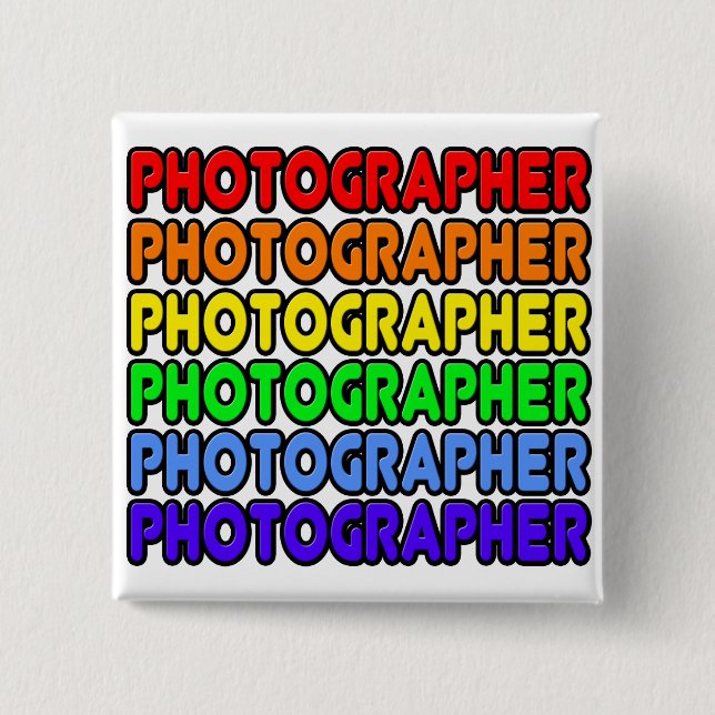 Badge Carré 5 Cm Photographe arc-en-ciel (Devant)