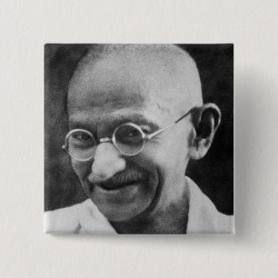 Badge Carré 5 Cm Photographie de portrait de Mahatma Gandhi