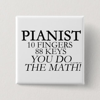 Badge Carré 5 Cm Pianiste 10 Doigts 88 Touches