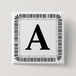 Badge Carré 5 Cm Piano Keys Monogram Pianist Piano Player Button