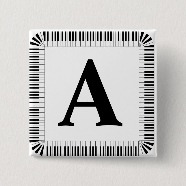 Badge Carré 5 Cm Piano Keys Monogram Piano Player  (Devant)