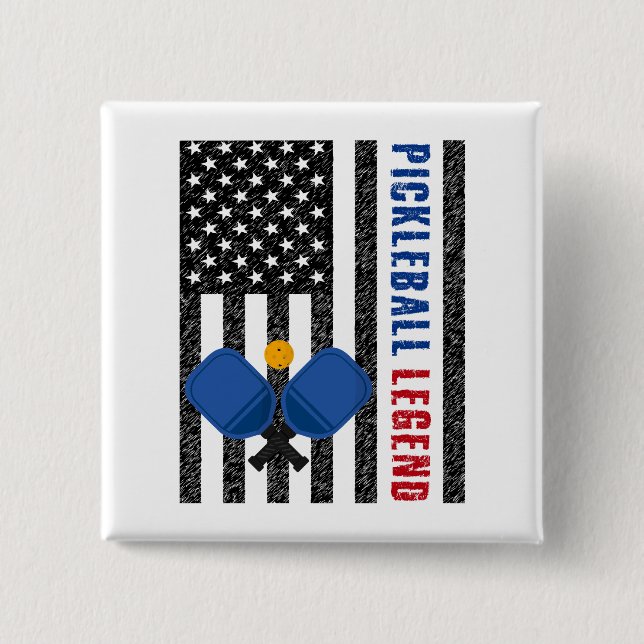 Badge Carré 5 Cm Pickleball Legend USA (Devant)