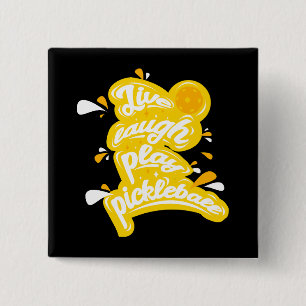 Badge Carré 5 Cm Pickleball - Rire en direct Jouer Pickleball