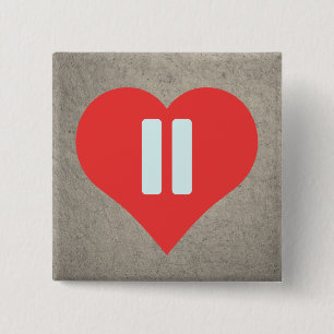 Badge Carré 5 Cm Pictogramme de symboles de pause