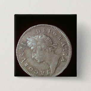 Badge Carré 5 Cm Pièce de monnaie de James II