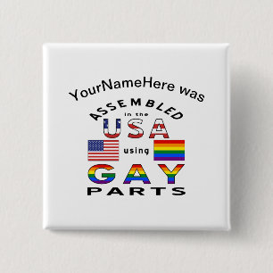 Badge Carré 5 Cm Pièces Gay Assemblées aux États-Unis Nom Personnal