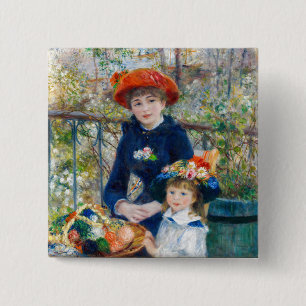 Badge Carré 5 Cm Pierre-Auguste Renoir - Deux soeurs sur la terrass