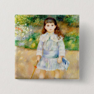 Badge Carré 5 Cm Pierre-Auguste Renoir - Enfant avec un fouet