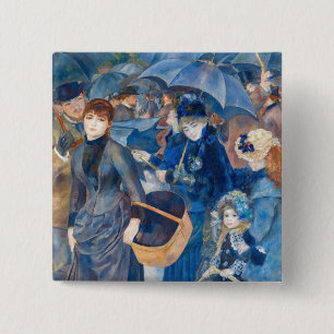 Badge Carré 5 Cm Pierre-Auguste Renoir - Les Parapluies