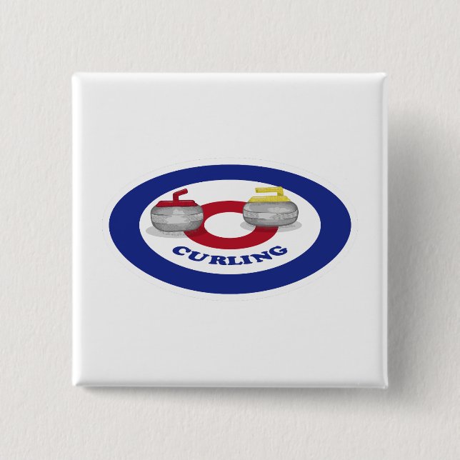 Badge Carré 5 Cm Pierre de curling (Devant)