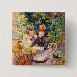 Badge Carré 5 Cm Pierre un Renoir   dans le jardin