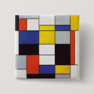 Badge Carré 5 Cm PIET MONDRIAAN - Compositon A 1923