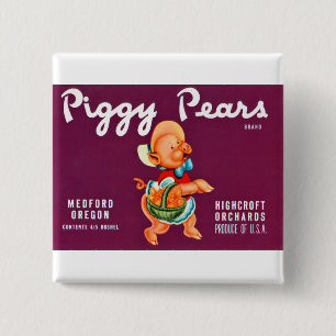 Badge Carré 5 Cm Piggy Pears