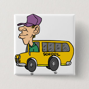 Badge Carré 5 Cm Pilote de bus scolaire